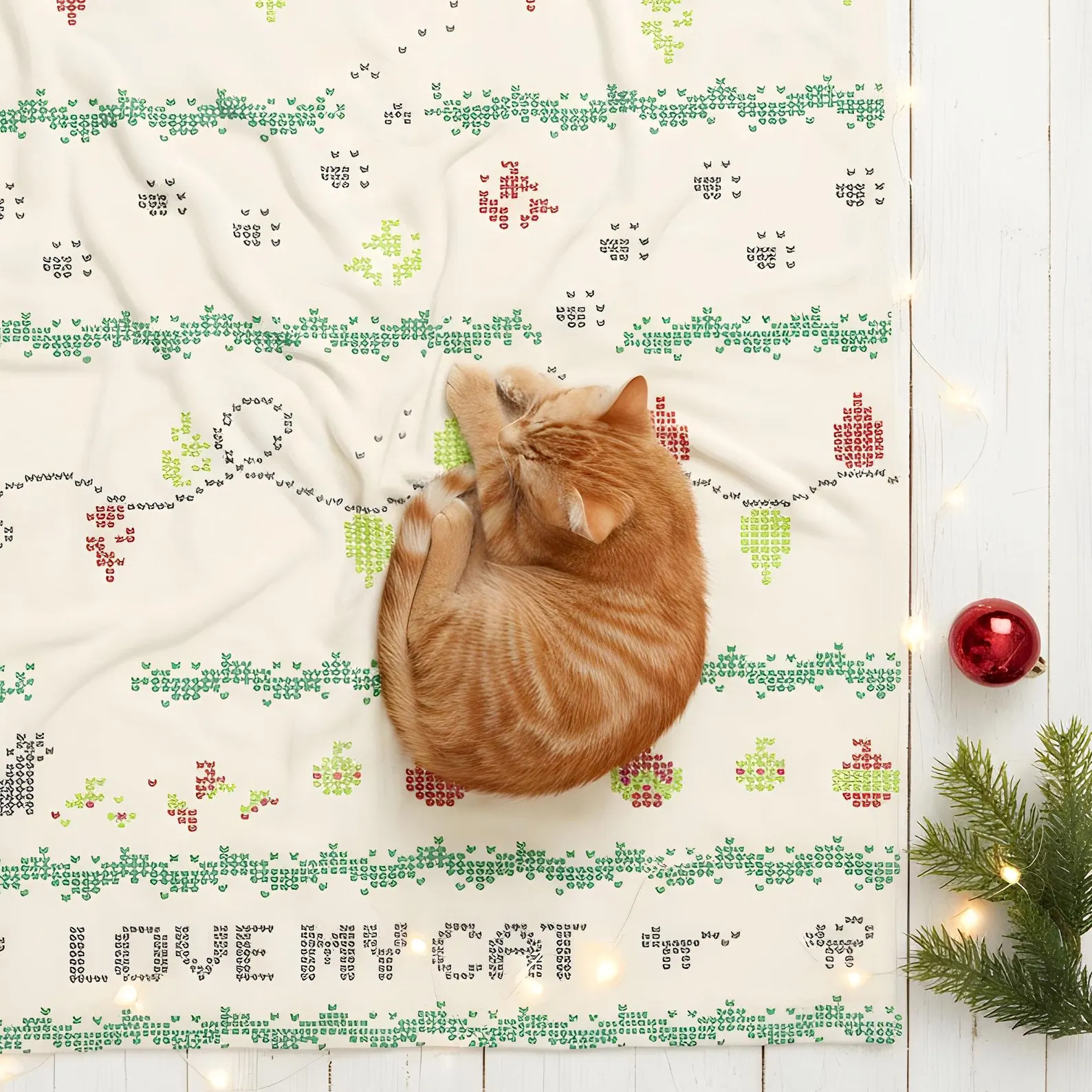 Love My Cat Christmas Blanket