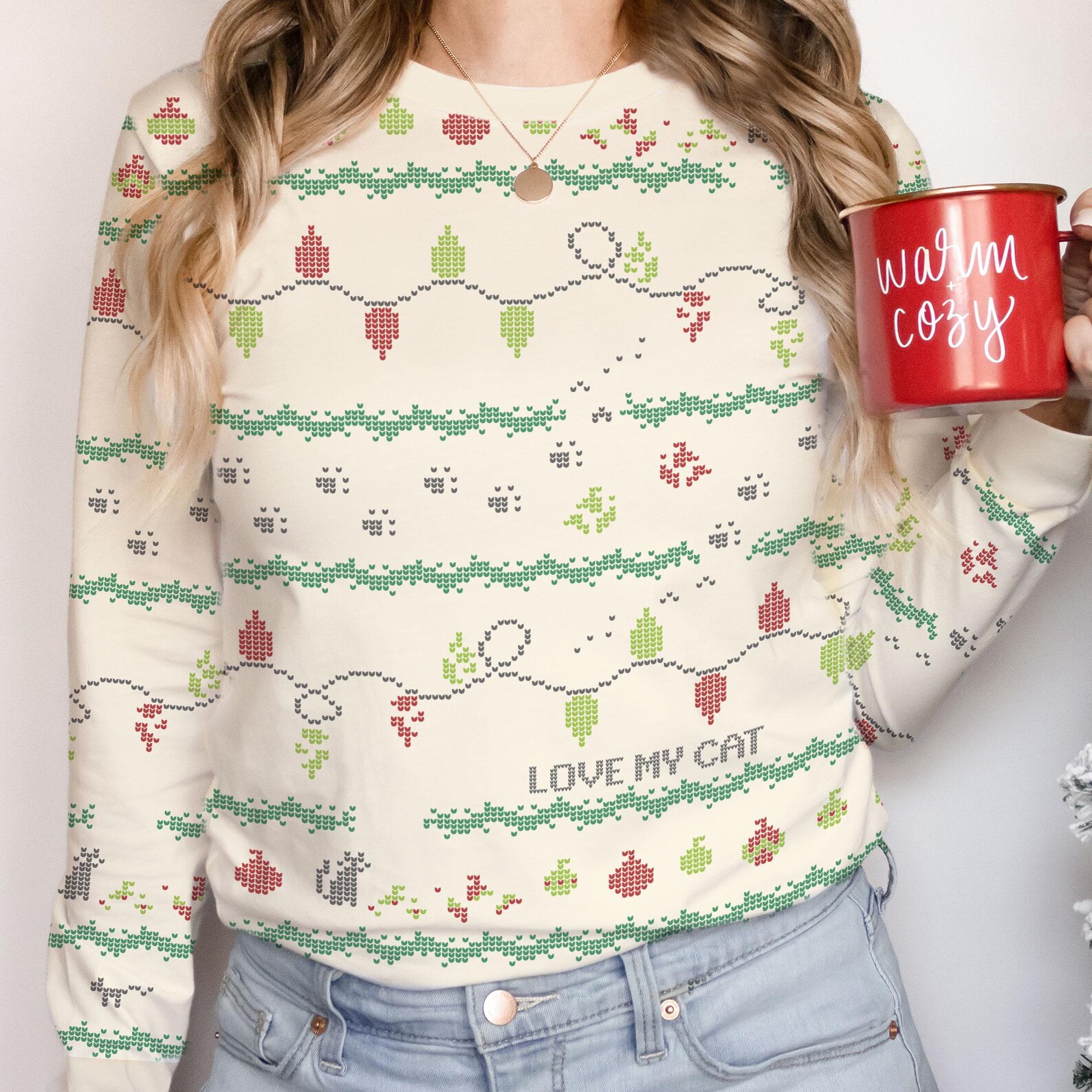 Love My Cat Christmas Sweater