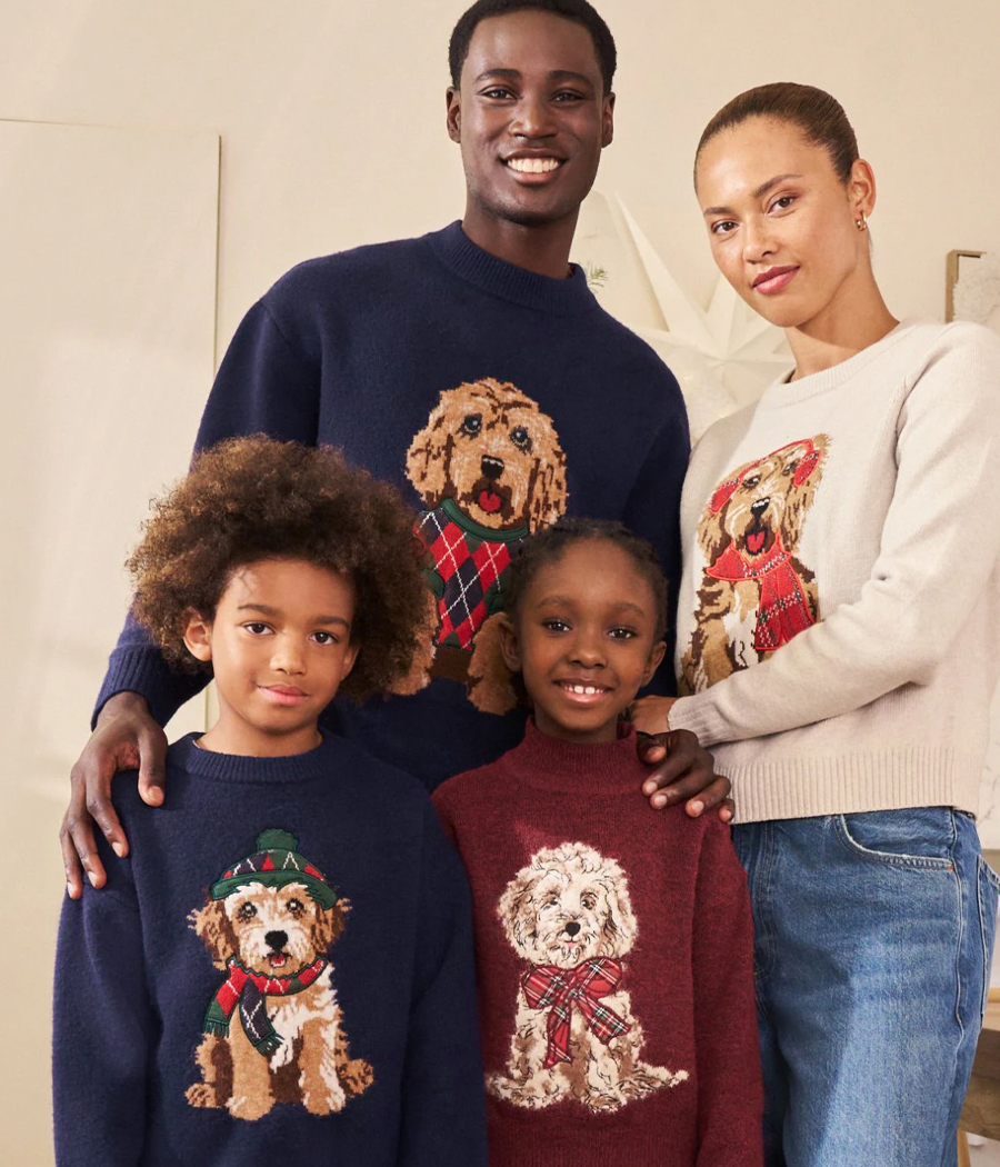 Furry Dog Matching Family Christmas Jumpers